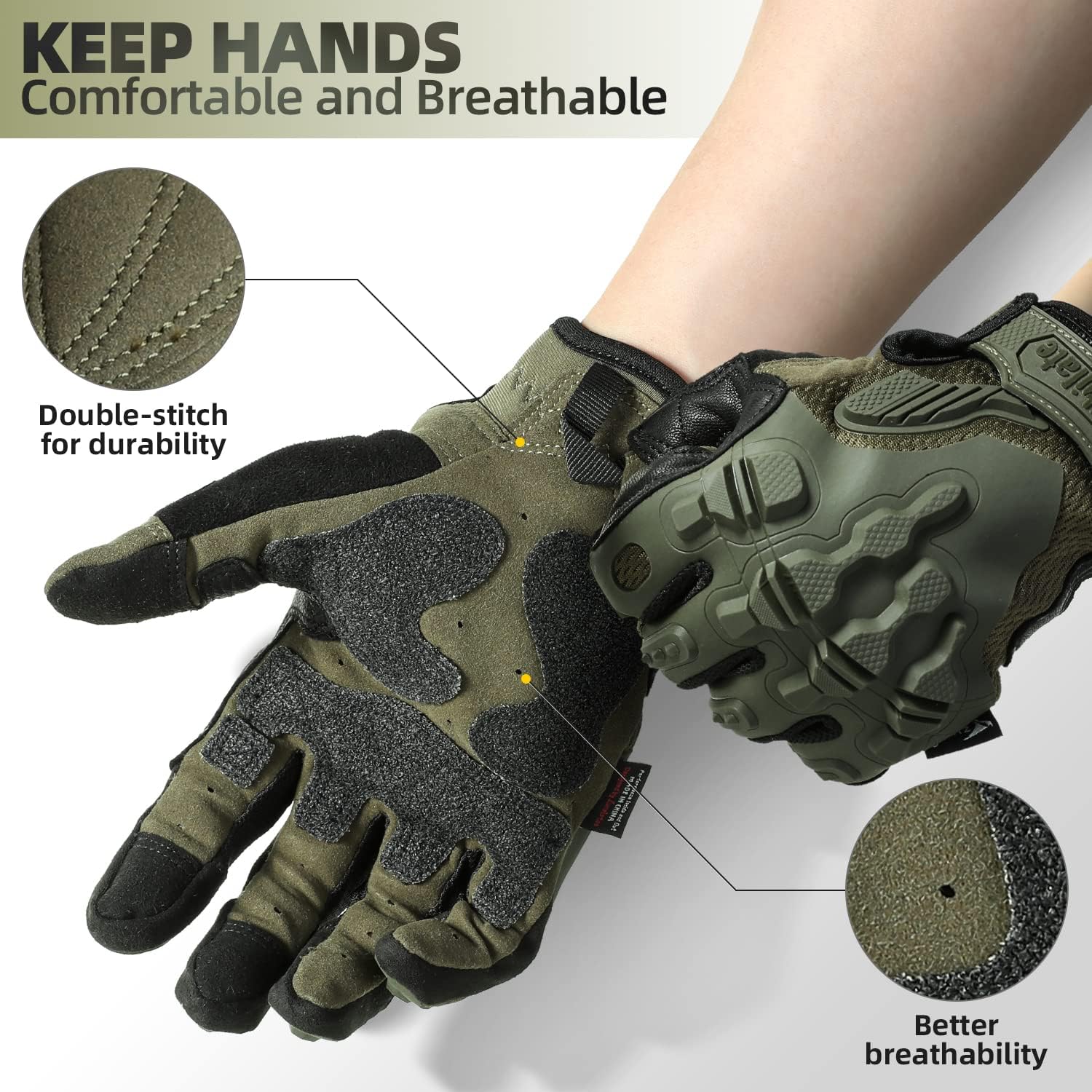 ZUNE LOTOO Tactical Touchscreen Gloves - Kevlar-Lined & TPR Impact Protection | Black/Red/Green/Tan