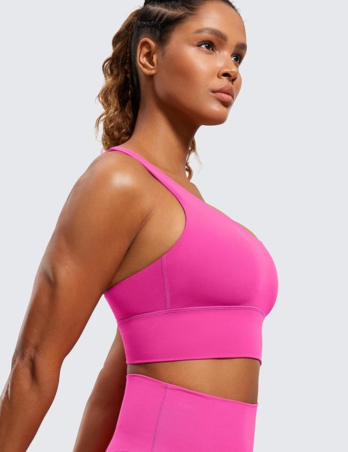CRZ YOGA Longline Sports Bra for Women - Medium Impact Criss Cross Padded Yoga Top