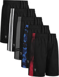 Skiennix Boys Athletic Shorts - Quick-Dry Mesh Basketball Shorts with Pockets | 5-Pack, Teen Sizes