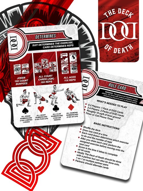 The Deck of Death Fitness Deck Workout Cards, 54 Card Exercise System,The Ultimate at Home Bodyweight Workout, Fitdeck for Increased Strength & Endurance, Sweat Deck Exercise
