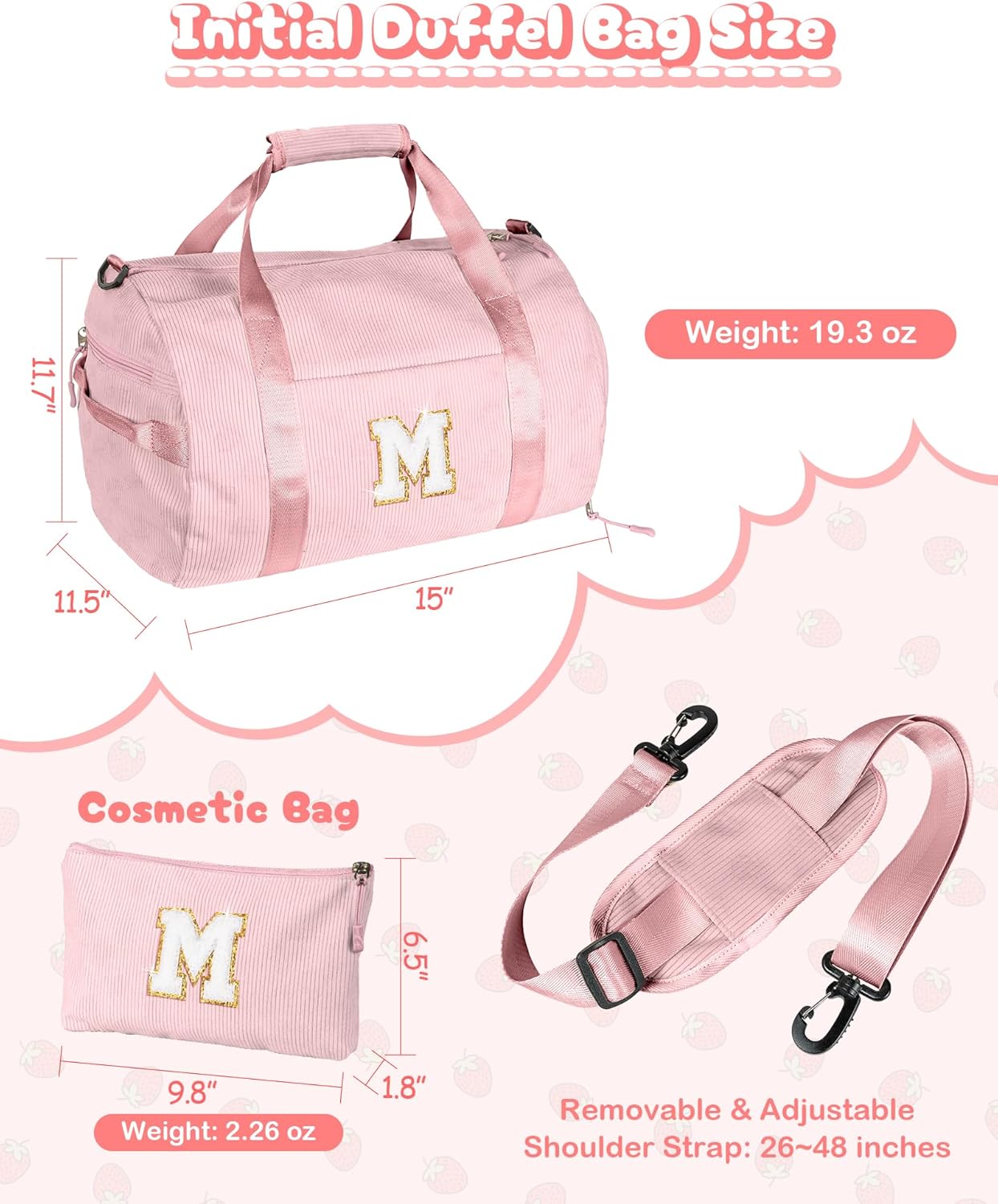 Skiennix Personalized Girls Gym Bag - Customized Dance Duffle with Shoe Compartment & Toiletry Bag | Perfect Birthday Gift for Ages 3-8 (Letter Y)