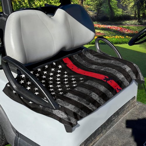 Knextrepoy American Honoring Firefighter Flags Golf Cart Seat Cover Club Car Seat Towel Blanket Travel Sports Cart Seat Cushion Accessories Protector