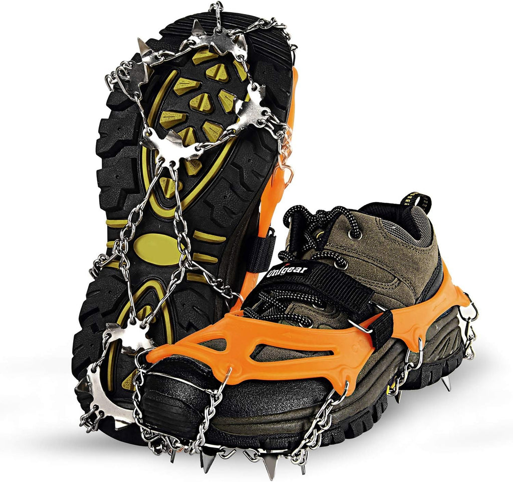 Unigear Crampons - Traction Ice Cleats with 18 Spikes for Hiking, Walking & Climbing | Durable Snow Grips