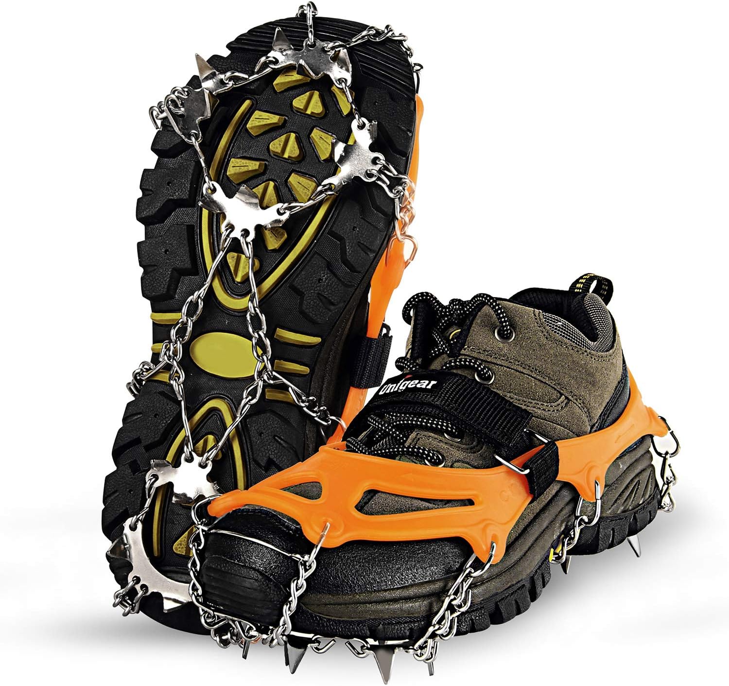 Unigear Crampons - Traction Ice Cleats with 18 Spikes for Hiking, Walking & Climbing | Durable Snow Grips