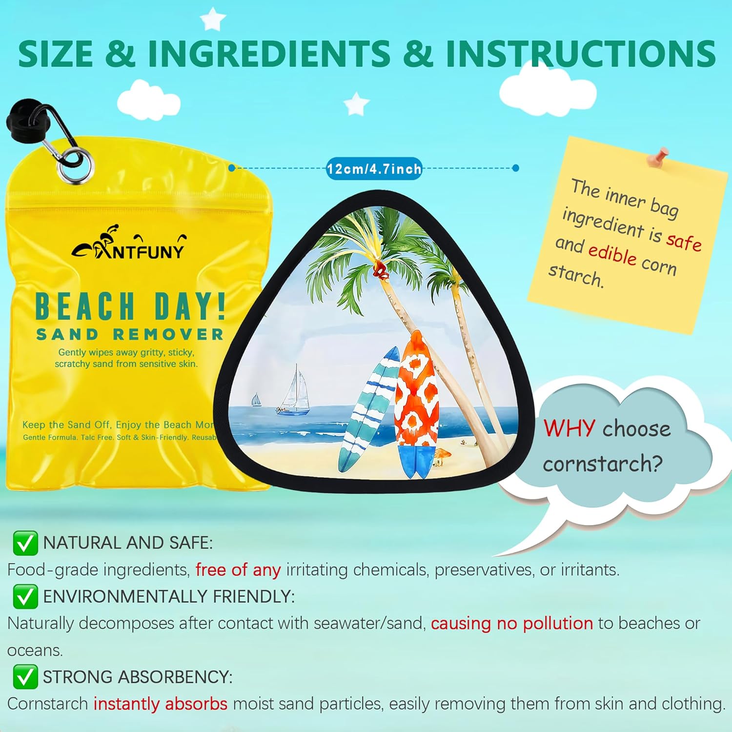 Skiennix Triangle Sand Remover - Essential Beach Cleaner for Summer Vacations | Travel Accessory