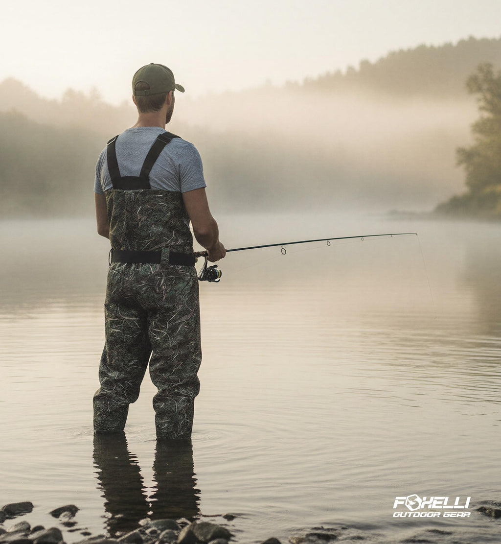 Foxelli Chest Waders – Waterproof 2-ply Nylon/PVC Camo Hunting Fishing Waders for Men and Women with Boots