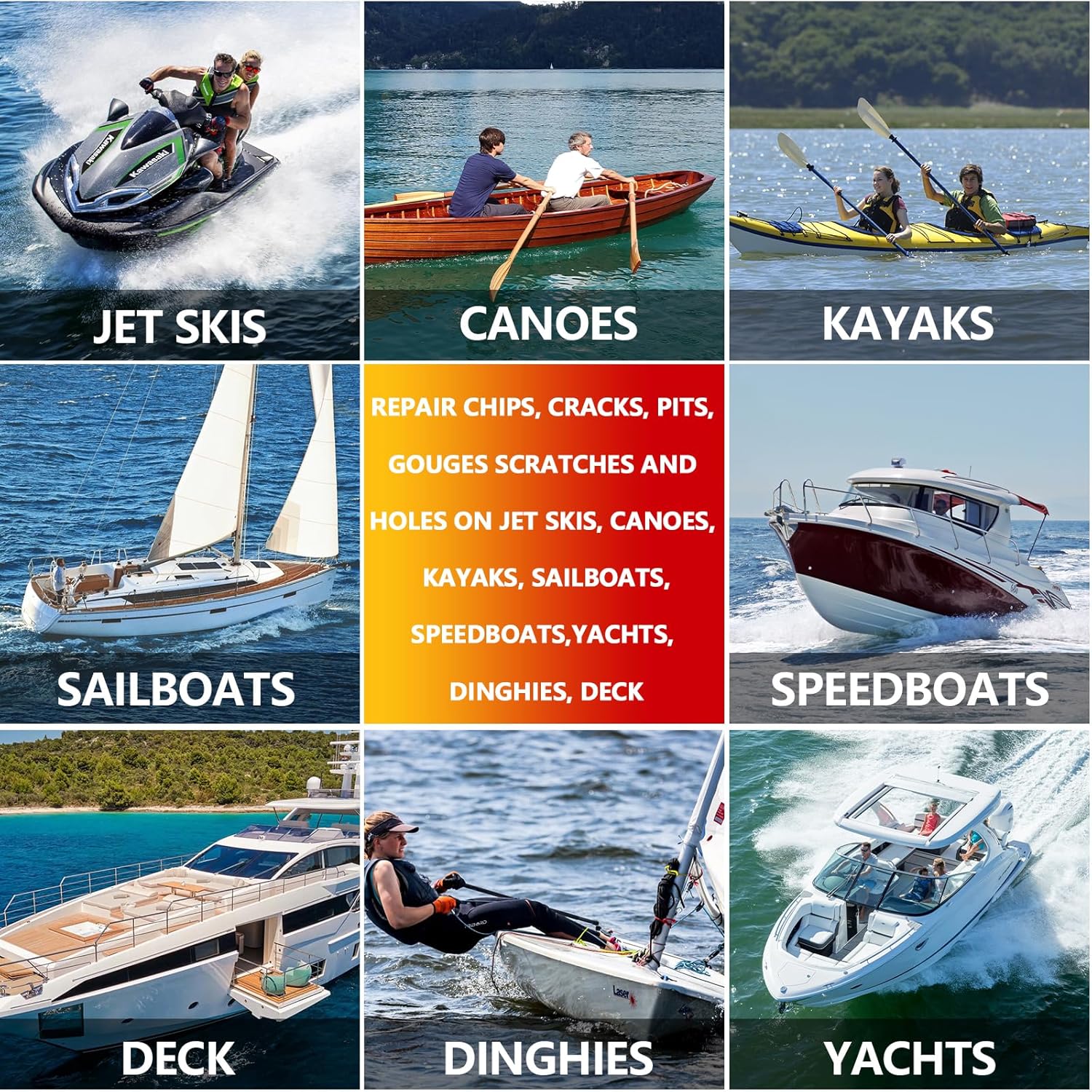 Skiennix Marine Fiberglass Repair Kit - Gel Coat & Epoxy Filler for Boats | Fix Holes, Chips, Cracks