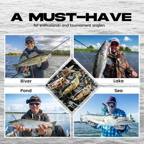 Bass Fishing Lure - Multi-Jointed Bionic Swimbaits with Treble Hooks for Freshwater & Saltwater | Ideal for Bass, Pike & Trout
