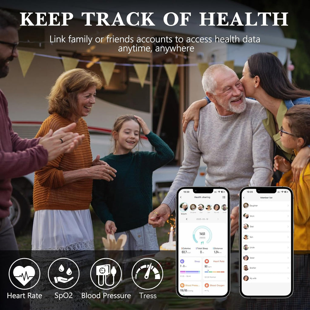 Smart Health Ring 2.0 - Slim Fitness Tracker for Heart, Blood Oxygen & Sleep Monitoring | Waterproof Silver