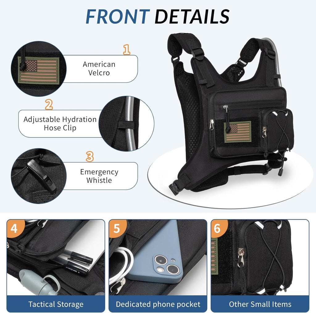 Runlight Running Vest - Lightweight Adjustable Hydration Pack with 1.5L Water Bladder & Reflective Design