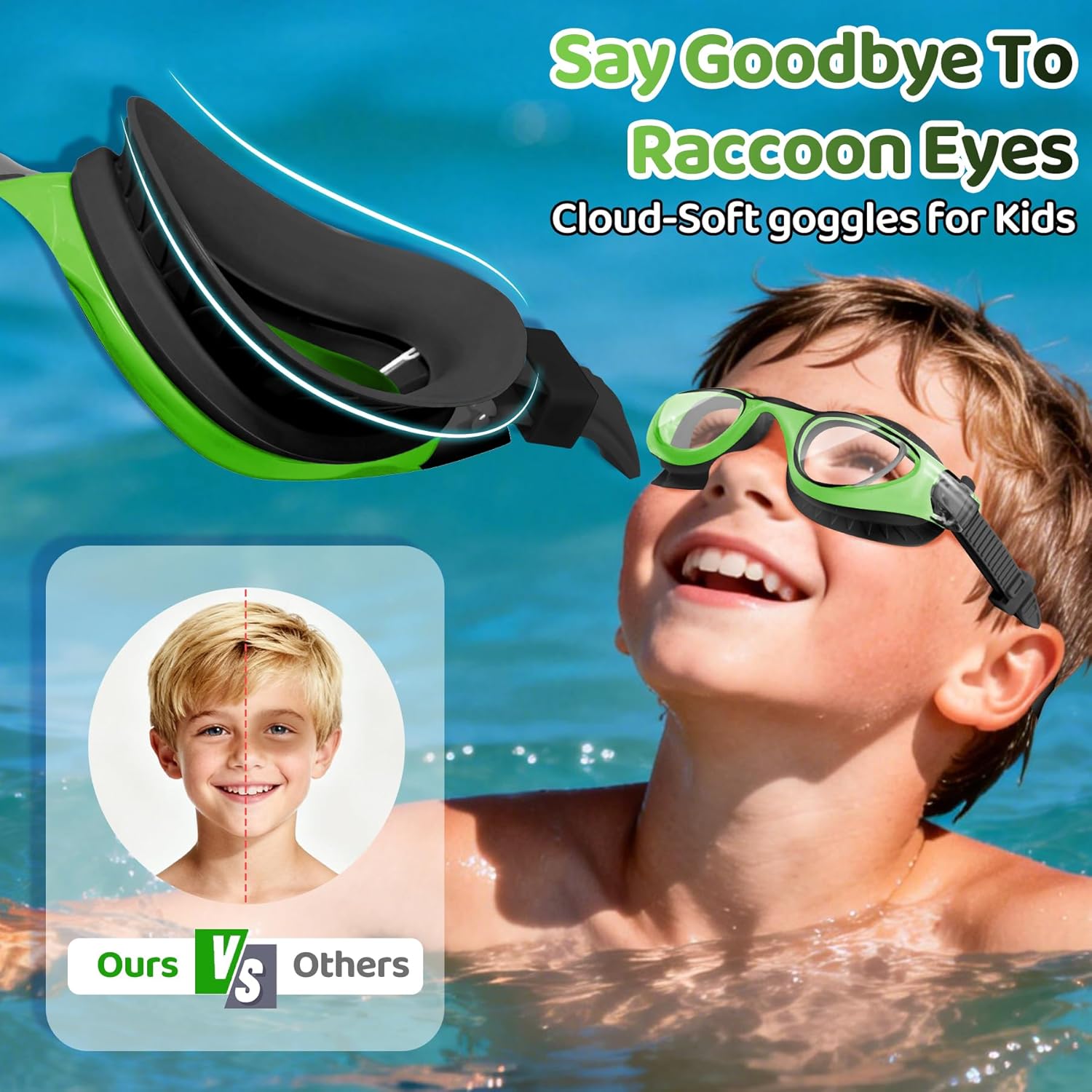 Vvinca Kids Swim Goggles - Anti-Fog UV Protection | Leakproof Design for Ages 6-14
