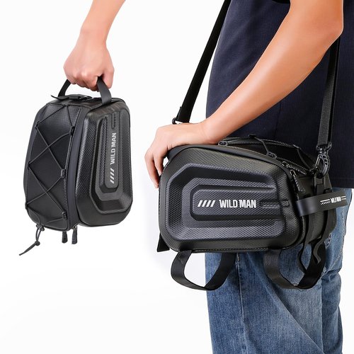 WILD MAN 4L Bike Seat Bag Waterproof Hard Shell Bike Saddlebags for Electric Bicycle Touring Sport Messenger Bag Storage Accessories(GD5,Black)