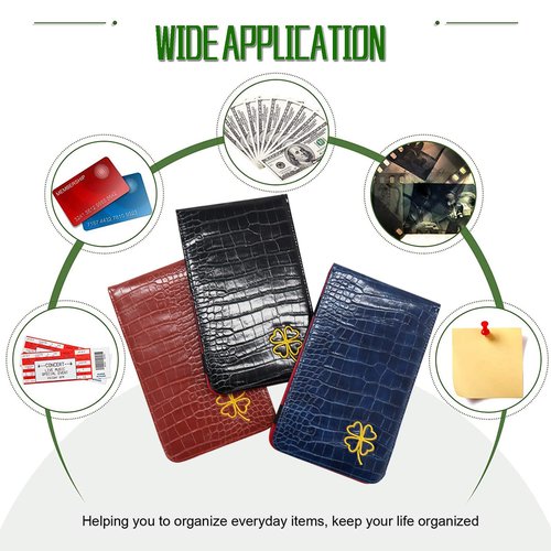 FINGER TEN Golf Scorecard Holder Leather Yardage Books Cover Lucky Clover with 2 Free Pencil Value Pack Deluxe Pocket Score Card Covers Gift for Men Women Golfer (Black)