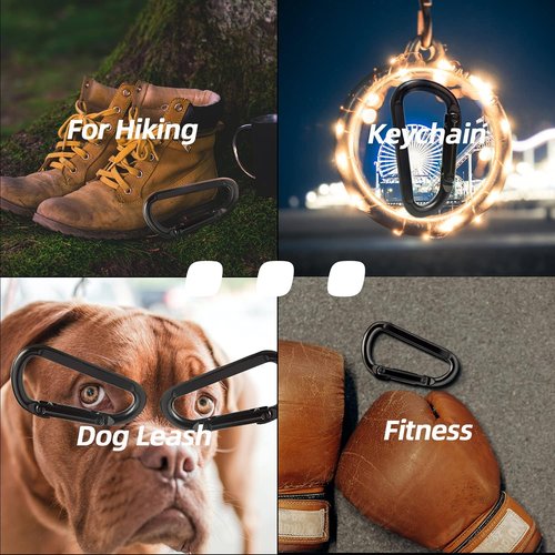 EZYA Heavy Duty Carabiner Clips - 860lbs Strength | 3" Iron D-Ring Keychain Hooks for Keys, Gym, Camping & Hiking