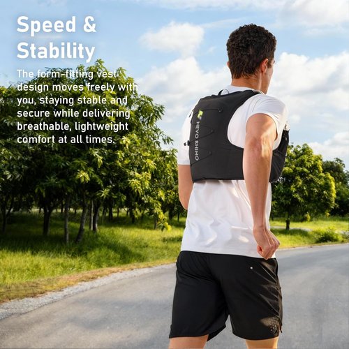 N NEVO RHINO Running Vest - Lightweight 5L Hydration Backpack with 2 Soft Flasks for Trail Running & Hiking
