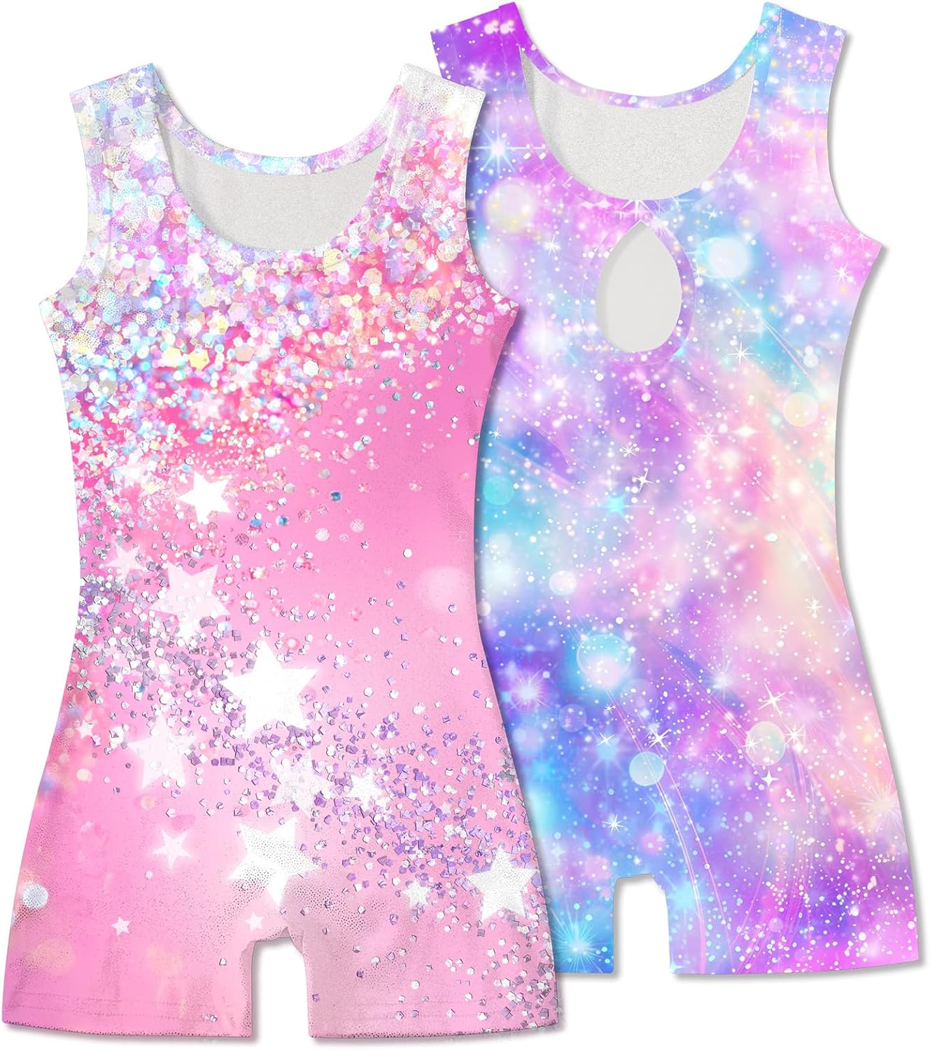 Skiennix Gymnastics Leotards for Girls - Sparkle Sleeveless Biketards | Toddler Tumbling Outfit