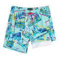 SURF CUZ Mens Swim Trunks with Compression Liner Quick Dry Swim Shorts 7" Swimming Trunks Stretch Bathing Suit 7 Inch,Beach Snapshot,S