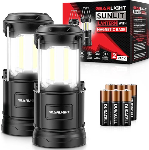 GearLight Camping Lantern - Portable LED Lantern with Magnetic Base & Foldable Hook | Black, Ideal for Emergencies & Campsites