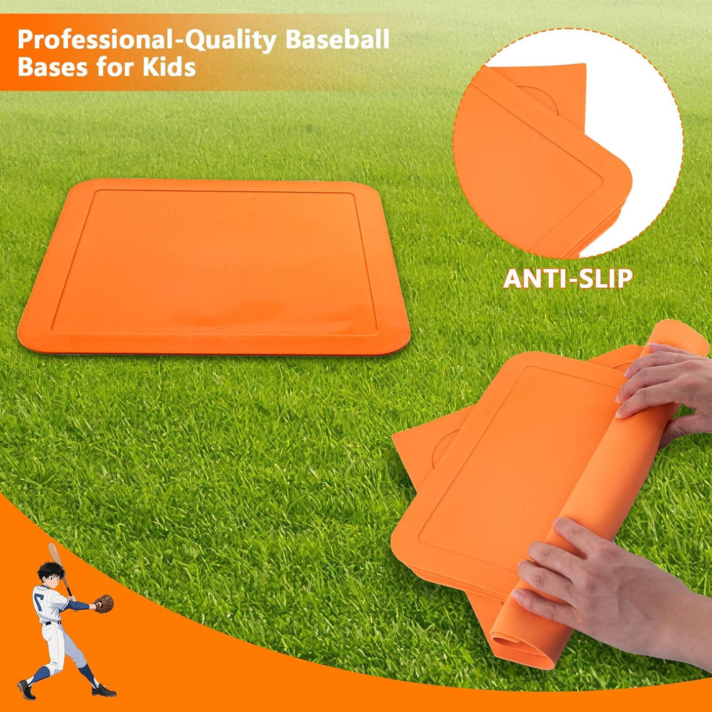 Thrown Down Baseball Bases - Ideal for Baseball, Tee Ball, Softball & Kickball | Perfect for Backyard Practice
