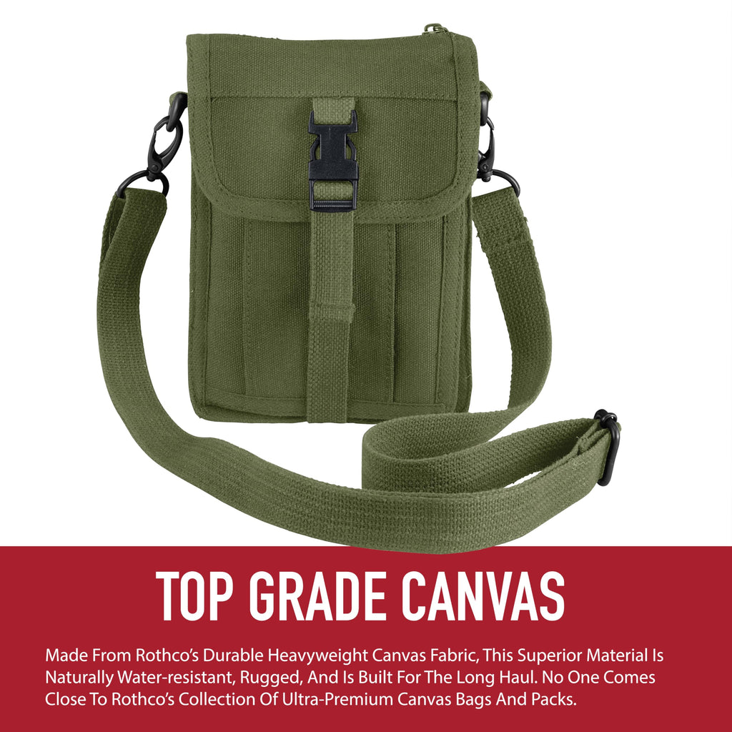 Rothco Heavyweight Canvas Travel Portfolio Bag - Crossbody Shoulder Bag - Olive Drab