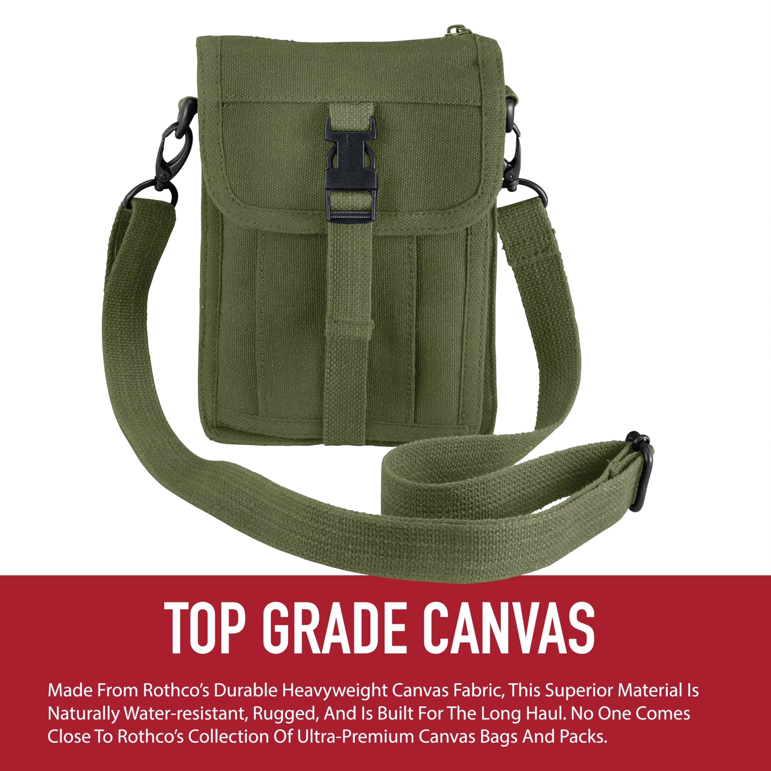 Rothco Heavyweight Canvas Travel Portfolio Bag - Crossbody Shoulder Bag - Olive Drab
