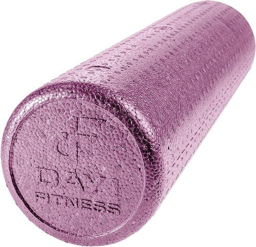 Day 1 Fitness High Density Foam Roller - Sports Massage for Deep Tissue & Myofascial Release - Solid Purple, 24”