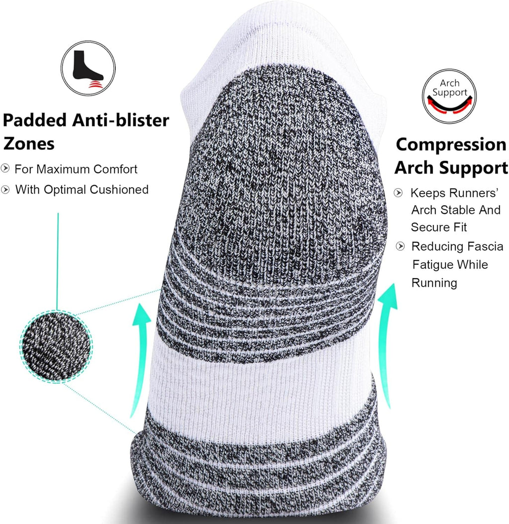 Skiennix No Show Compression Socks - Enhance Circulation | 4/8 Pack for Men and Women