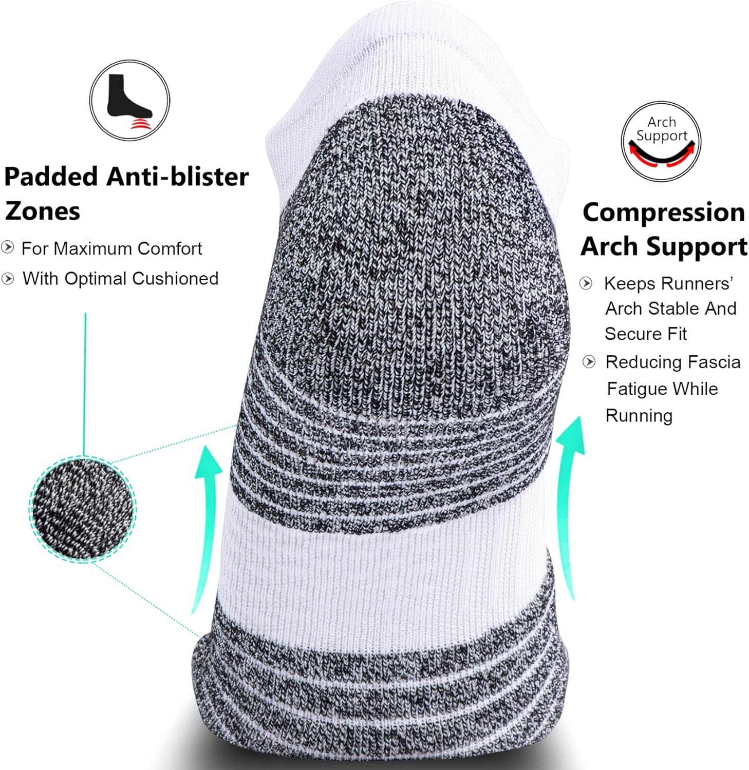 Skiennix No Show Compression Socks - Enhance Circulation | 4/8 Pack for Men and Women