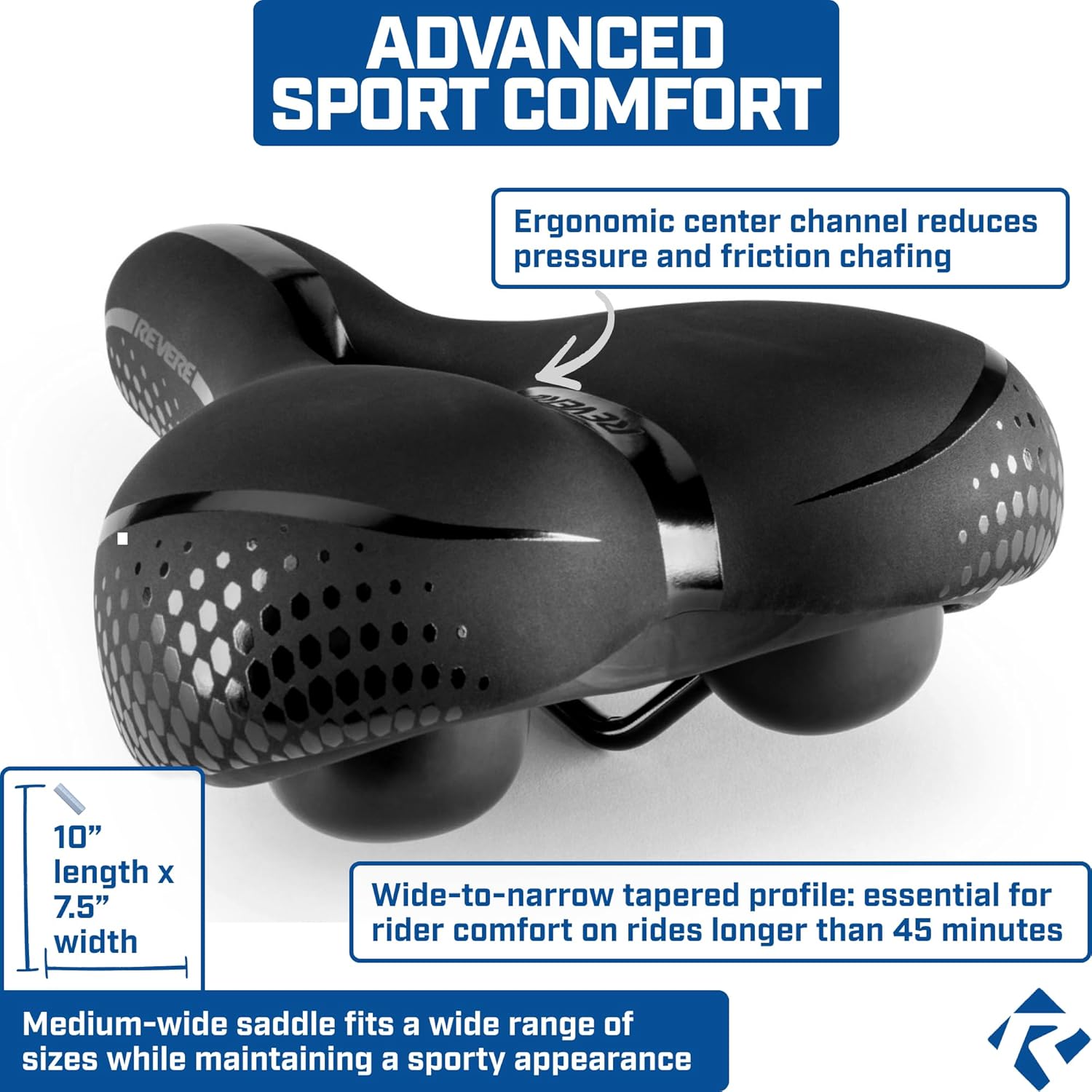 Revere Bike Seat - Performance Memory Foam Bicycle Saddle with Anti-Vibration Suspension | Waterproof for Road, MTB & E-Bikes