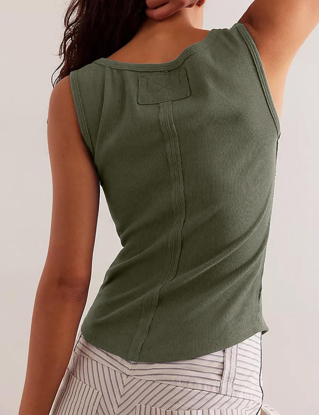 Springrain Women's Sleeveless Ribbed Tank Top - Lightweight Fitted Cami Tee Shirt in Various Colors