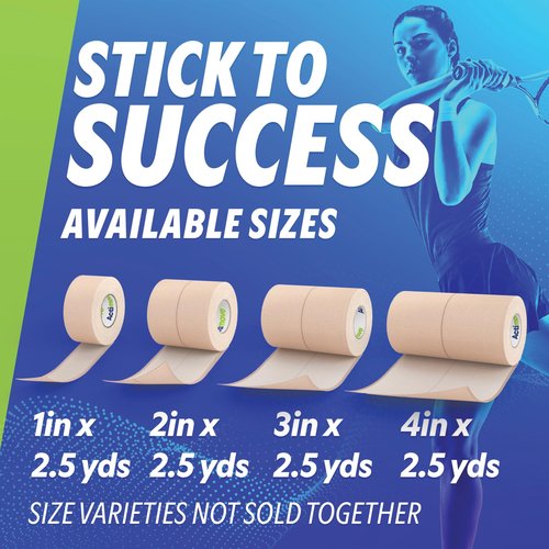 ELASTIKON by Actimove Elastic Tape - Supports Sprains, Strains, and Muscles - 3 in x 2.5 yd - 4 Rolls