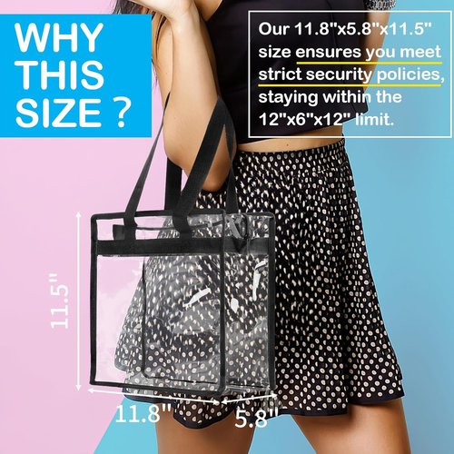 Hoiny Clear Stadium Bag - Large Transparent Tote (12x6x12) for Gym, Concert & Sports Events