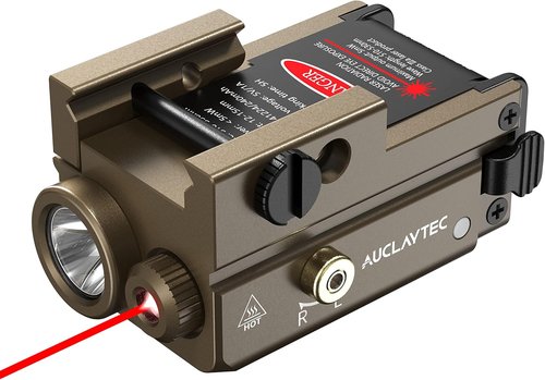 AUCLAYTEC Pistol Flashlight Red Laser Combo 420 Lumens Pistol Light Recharge Tatical Flashlight Fits for Picatinny MIL-STD-1913 Rail, Fits for Glock (with Built-in Battery)