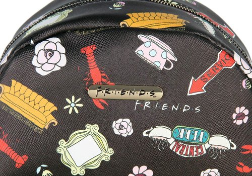 Bioworld Friends TV Show Allover Toss Print Faux Saffiano Leather Mini Backpack Bag