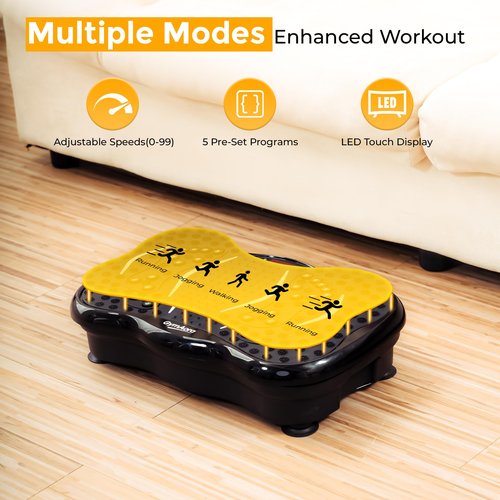 GymAora Vibration Plate Exercise Machine for Whole Body Workout, 330 LBs Lymphatic Drainage Machine for Weight Loss, 120 Adjustable Speed Vibration Platform w/Resistance Bands & Bulit-in-USB Speaker
