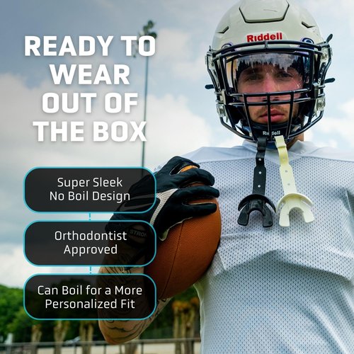 Markwort Vettex Doubleguard Mouthguard for Football, Lacrosse, MMA, Boxing, Braces - Breathable Doubleguard with Lip Protection and Strap,White