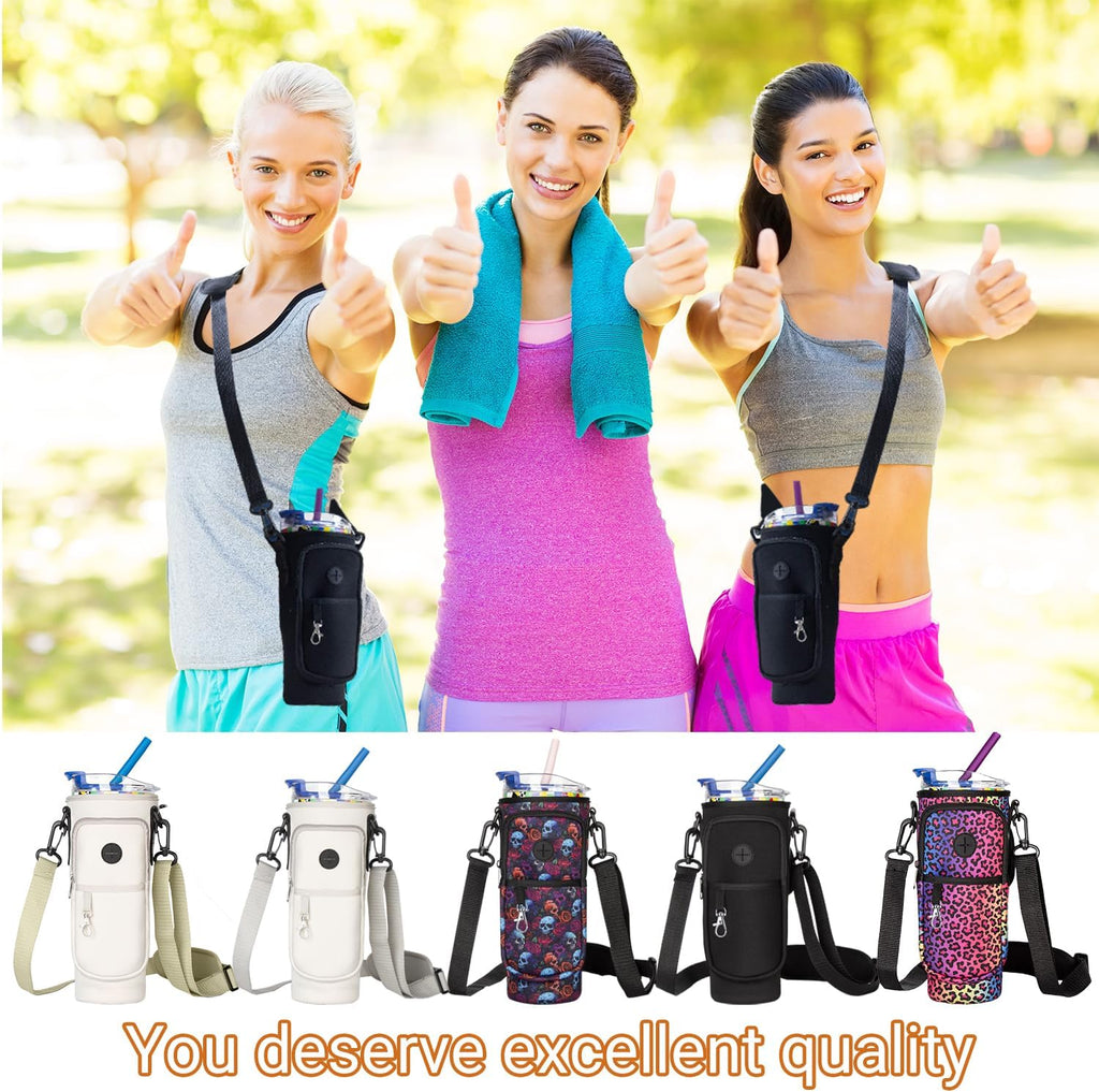 Regine Switzerland Water Bottle Carrier Bag - Neoprene Holder for Stanley Cup 40oz | Adjustable Strap & Handheld Design