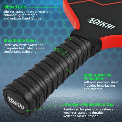 sbada T700 Carbon Fiber Pickleball Paddles Set of 2 with 16mm Honeycomb core, Red Premium Lightweight Pickle Ball Racket for Beginners, Men & Women