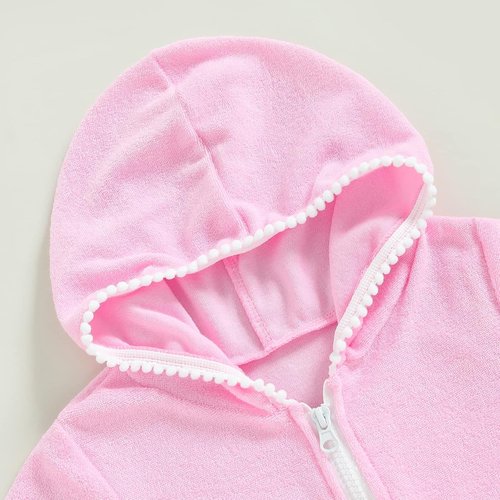 CIYCUIT Toddler Girls Swim Cover-Up - Stylish Hooded Design with Zipper for Easy Wear