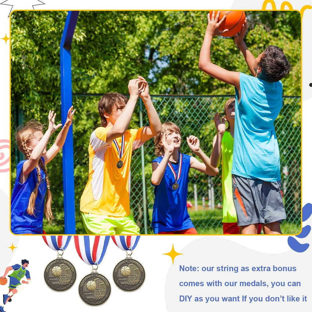 Regine Switzerland Award Medals - Bulk Set of 12/24/36 Gold, Silver & Bronze Trophies with Neck Ribbons for Sports Competitions