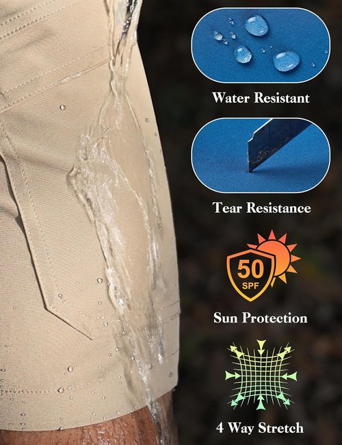 KPSUN Men's 7" Tactical Cargo Shorts - Lightweight Quick-Dry Design with Zipper Pockets for Outdoor Activities