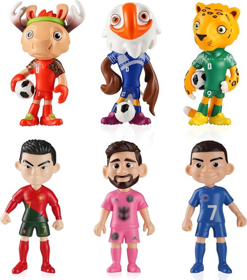 2026 World Cup Collectible Figure Set by [Brand Name] - 6 PCS PVC Star Players & Mascots | 4 Inch Souvenir Gift