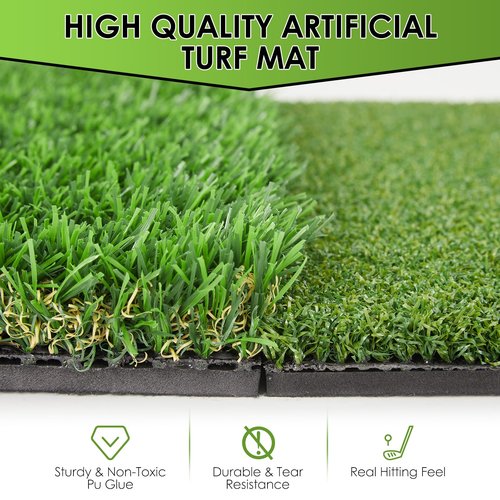 Z ZONAMA Golf Hitting Mat, Golf Practice Mat for Swing Path Feedback, 3 in 1 Golf Turf Mat Rough Mat Fairway Grass Mat for Indoor Outdoor Driving Chipping Training, Golf Gifts for Men Women