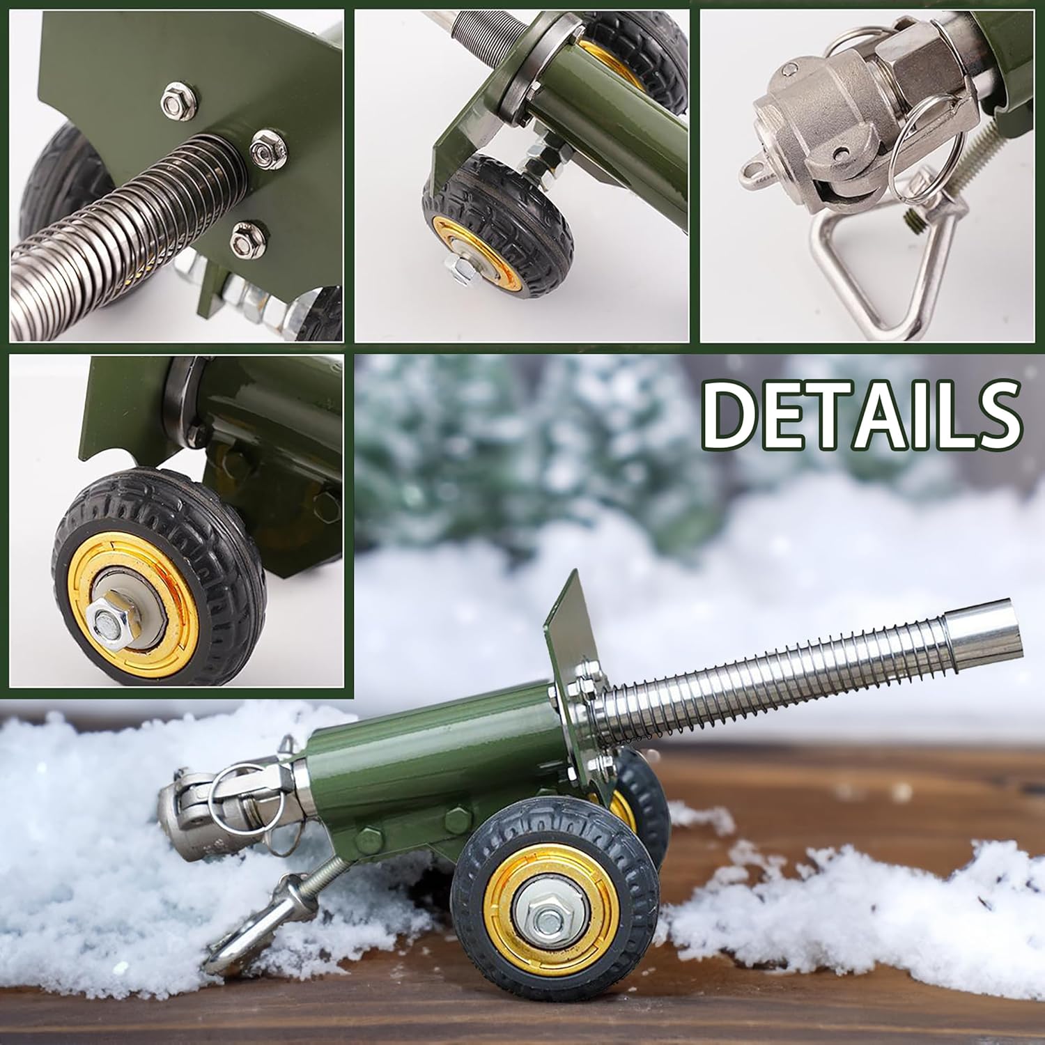 TIETHEKNOT Stainless Steel Mini Cannon - Recoil Mechanism for Outdoor Games & Collectors (Green)