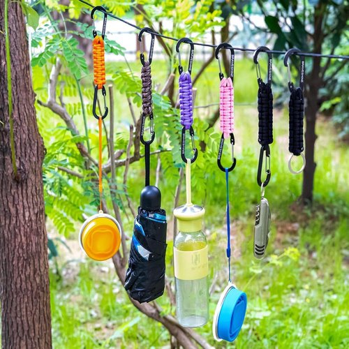 BRAVESHINE Paracord Keychain - Durable Carabiner Clip & D-Ring Lanyard Hook for Water Bottles & Bags