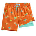 maamgic Mens Swim Trunks with Compression Liner 7 Inch Inseam Mens Bathing Suit Quick Dry Swimming Trunks Swimsuit Orange Coconut Tree Medium