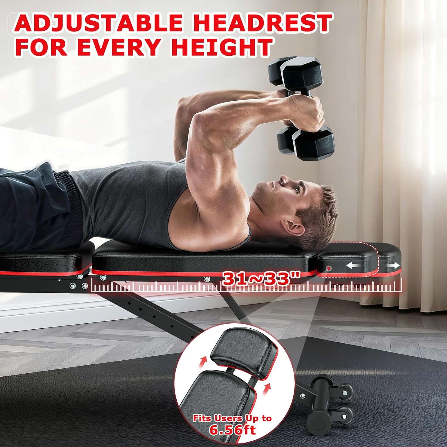 XDDIAS Adjustable Weight Bench - 900LBS Capacity with Leg Extension & Curl | Home Gym Full Body Workout