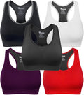 BAOMOSI Women's Seamless Racerback Sports Bra High Impact Support Yoga Gym Workout Fitness Black White Grey Deep Red Deep Purple X-Large