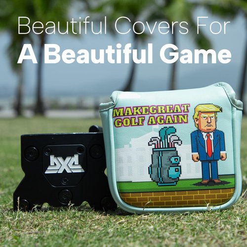 Golf Club Covers Funny Putter Cover Driver Cover Fariway Wood Headcover Hybrid Head Cover Leather Mallet Putter Headcover Golf Headcovers for Protect Most Brand (for Mallet Putter)