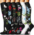 FuelMeFoot Compression Socks - 6 Pairs of 15-20mmHg Knee High Support for Nurses & Athletes